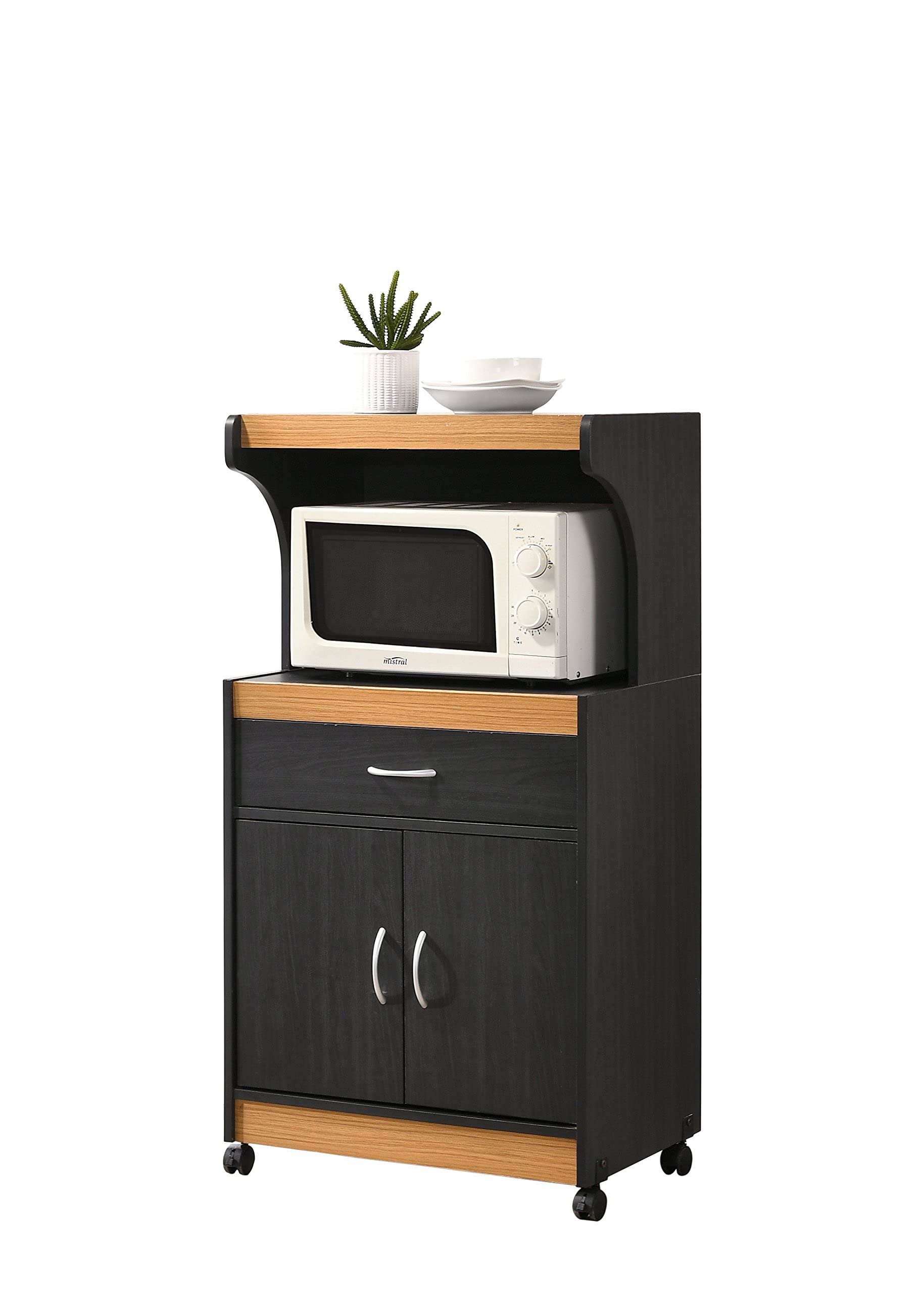 Amazon.co.jp: Hodedah キッチンカート ブラックブナ 電子レンジ用